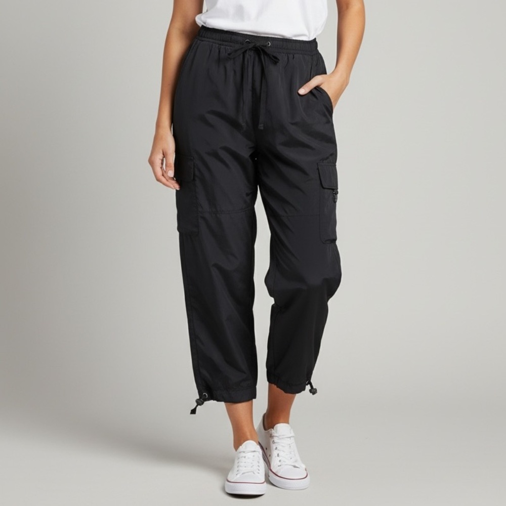 DEBRA DEROO Black Silk Cargo Jogger Size Medium VINTAGE